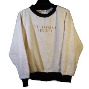 Victoria's Secret Terry Plush Sweatshirt Pullover Crewneck Lounge Sporty Towel
